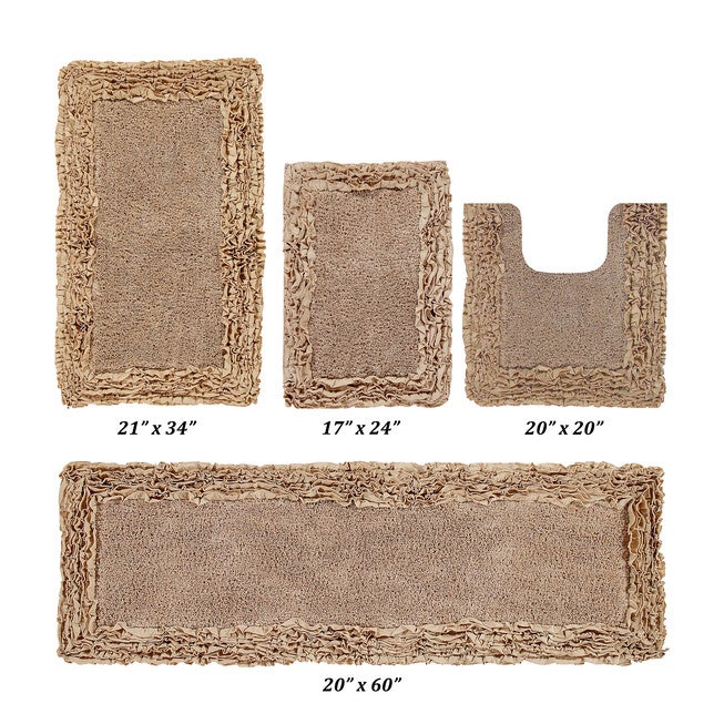 Shaggy Border Bath Rug Mat, 5 Pc Set, (17 inches X 24 inches | 20 inches X 20 inches | 21 inches X 34 inches | 24 inches X 40 inches | 20 inches X 60 inches), BEIGE, hi-res image number 0