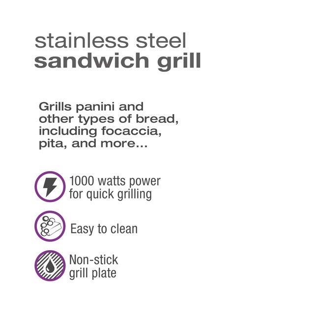 Stainless Steel Sandwich Grill, , alternate image number 2