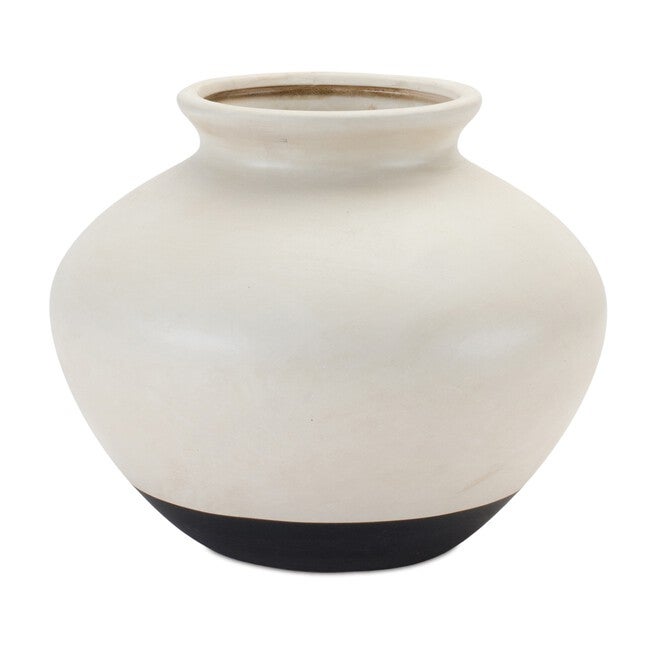 Pot 9 inchesD x 7.5 inchesH Ceramic, CREAM/BLACK, hi-res image number null