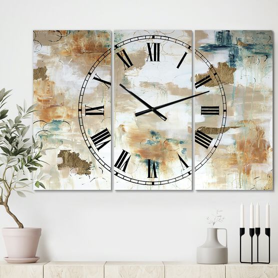 Gilded Daydreams Oversized Modern Multipanel Wall Clock, BROWN, hi-res image number null