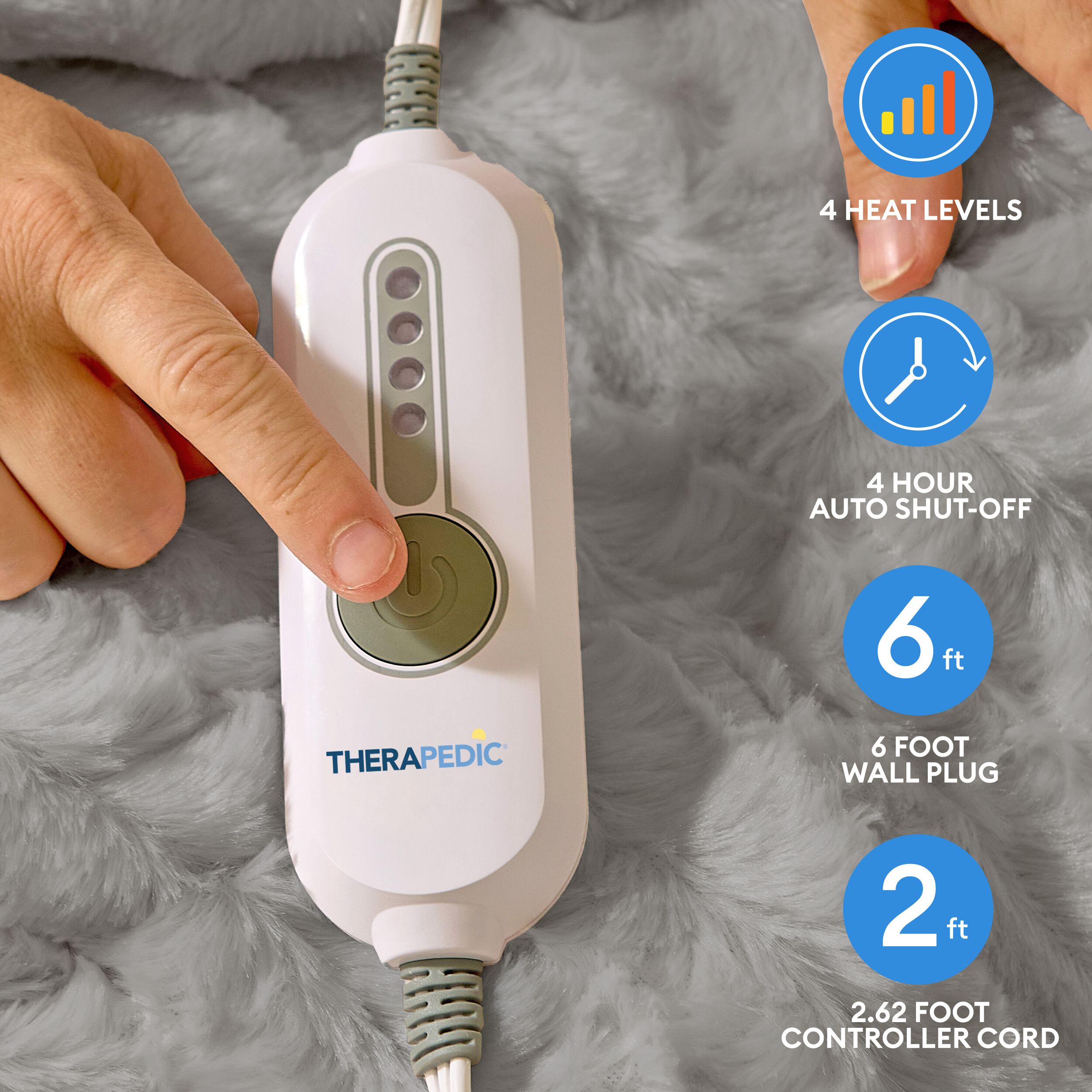 50 inches x 70 inches Mink Grey Heated Blanket, GREY, alternate image number 2