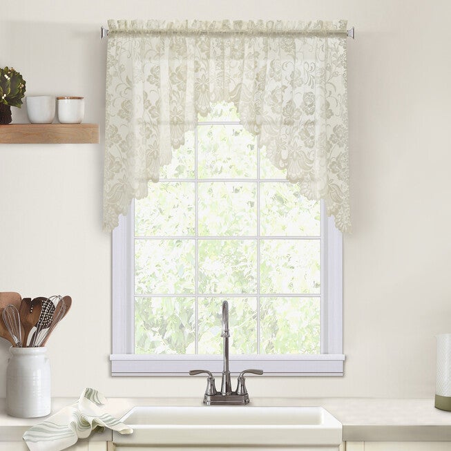 Limoges Sheer Rod Pocket Swag Valance Set, IVORY, hi-res image number null