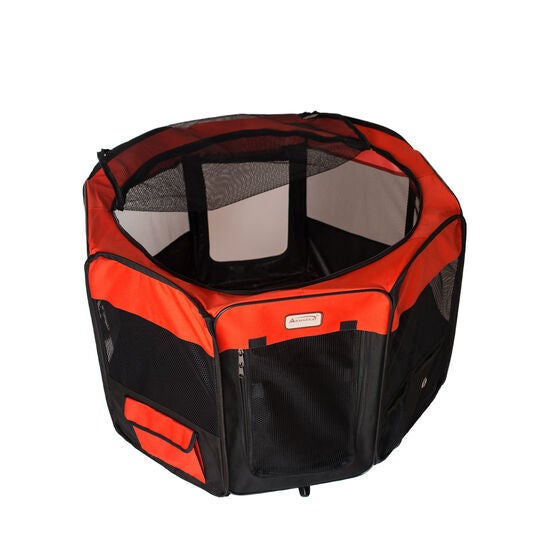 Portable Pet Dog Kitten Playpen In Black And Red Combo, , alternate image number null