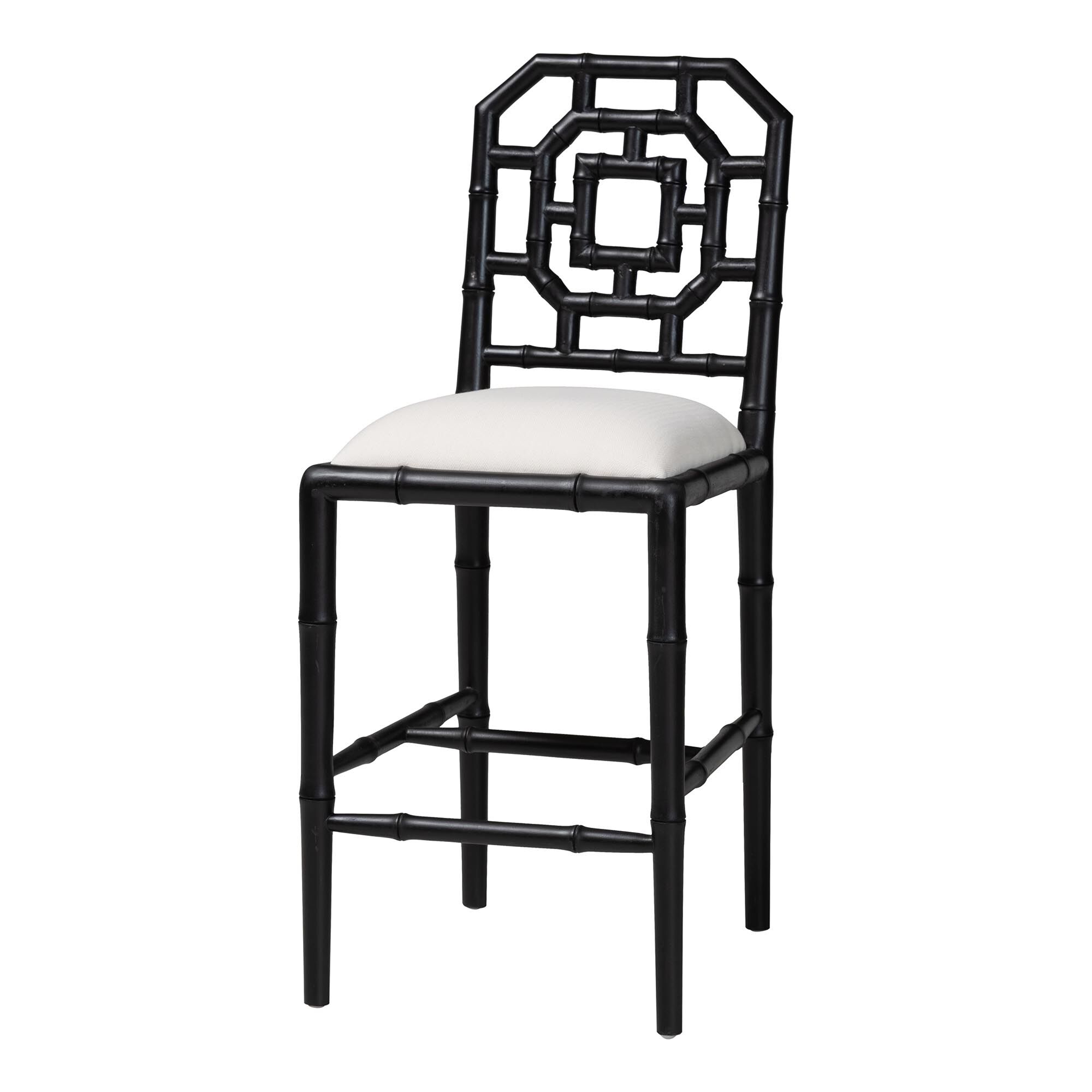 Boone Counter Stool with Chinoiserie Design, BLACK, alternate image number 1