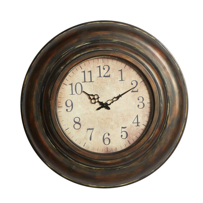 Brown Rustic Metal Wall Clock, BROWN, hi-res image number null