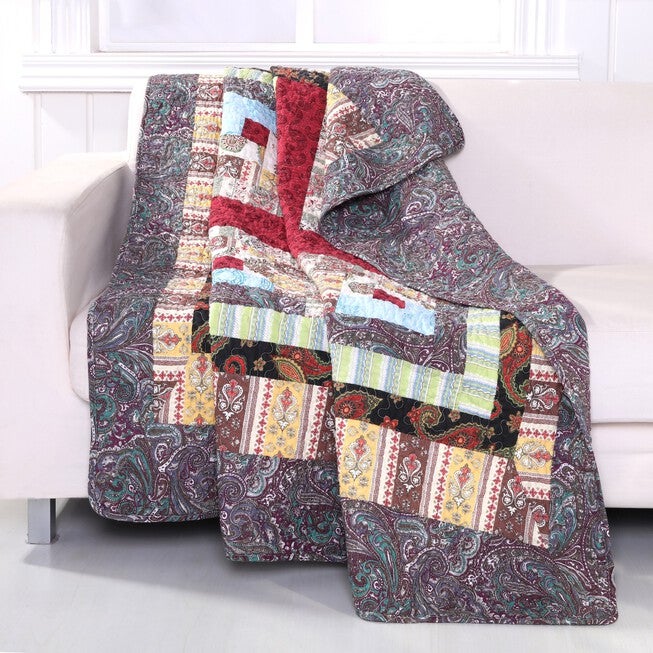 Colorado Lodge Quilted Patchwork Throw Blanket, MULTI, hi-res image number 0