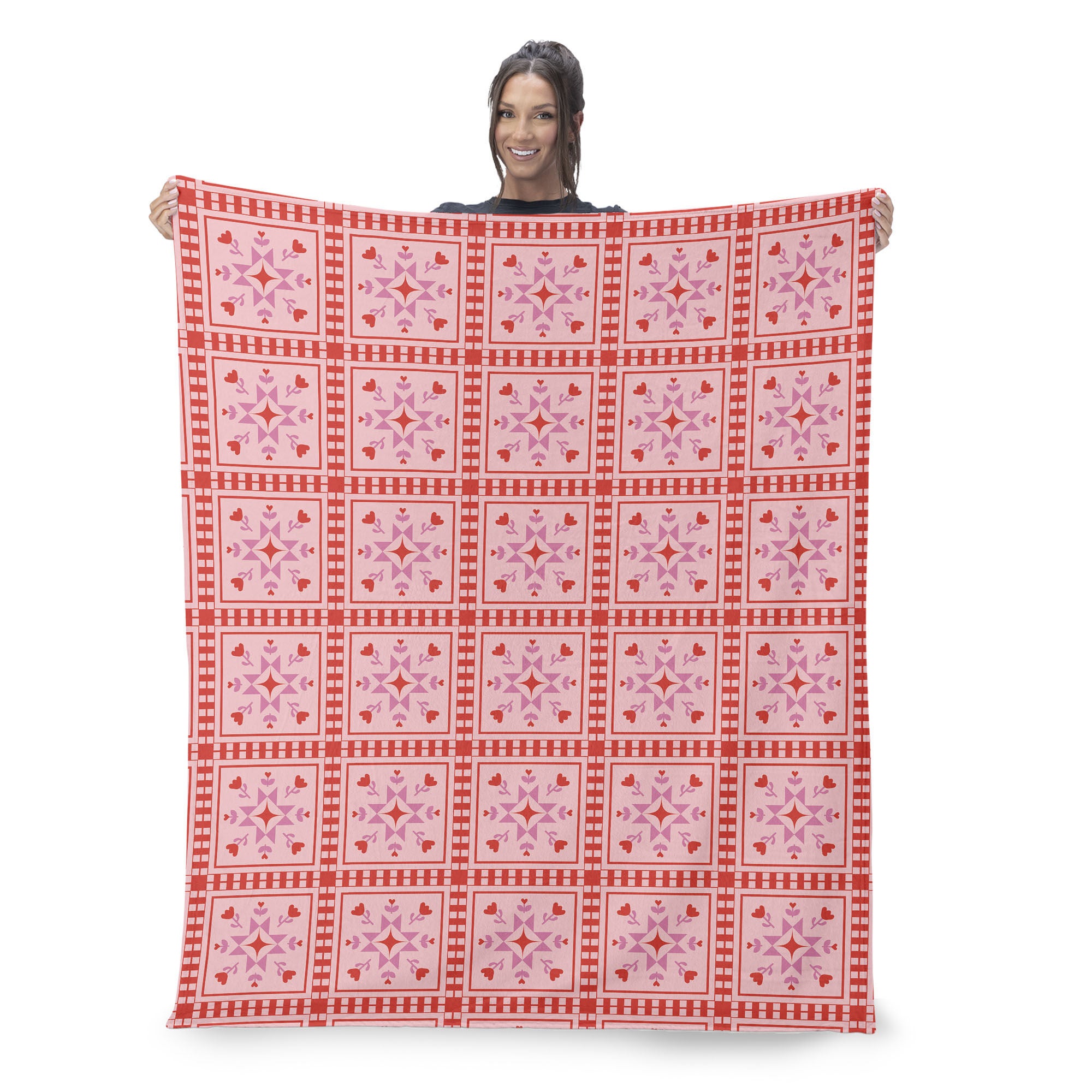 Valentine's Day Quilted Silk Touch Throw Blanket 50x60 Inches, RED, on-hover image number 1