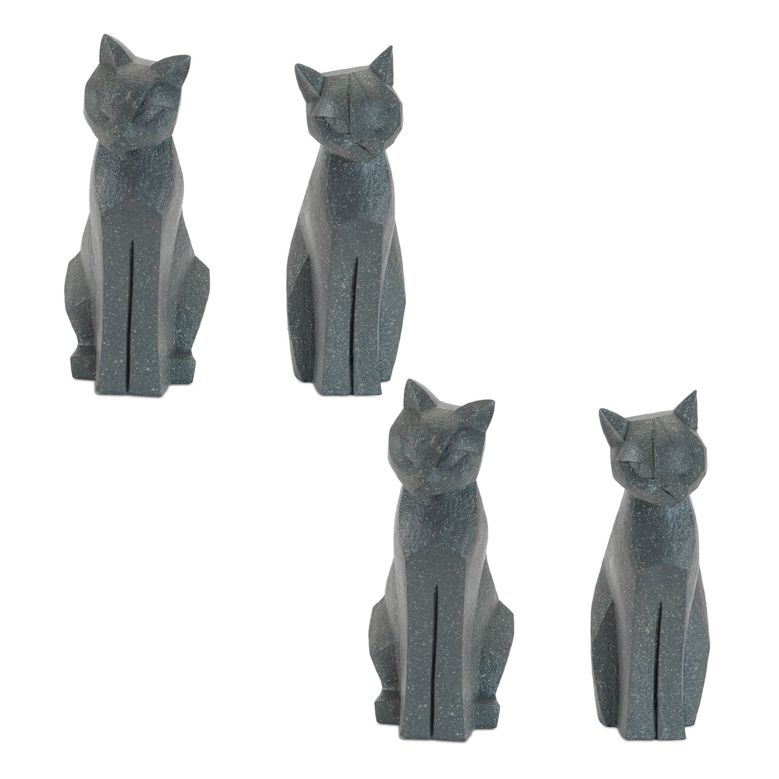 Modern Sitting Cat Statue Set of 4, GRAY, alternate image number 3