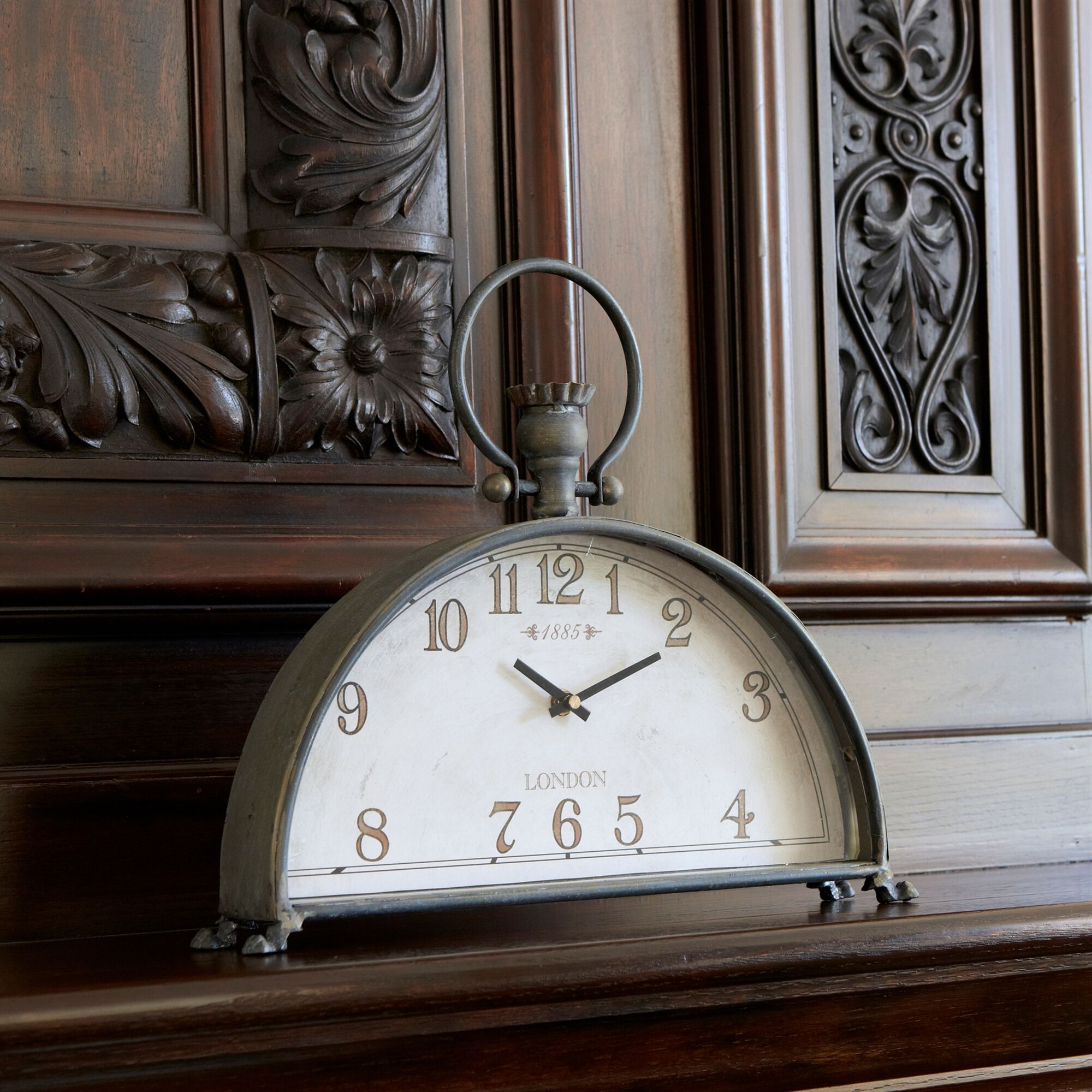 Antique Style Mantle Clock 15 inchesL, GREY/GREY, alternate image number 1