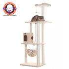 Real Wood 70" Ultra Thick Faux Fur Covered Cat Condo House, BEIGE, hi-res image number null