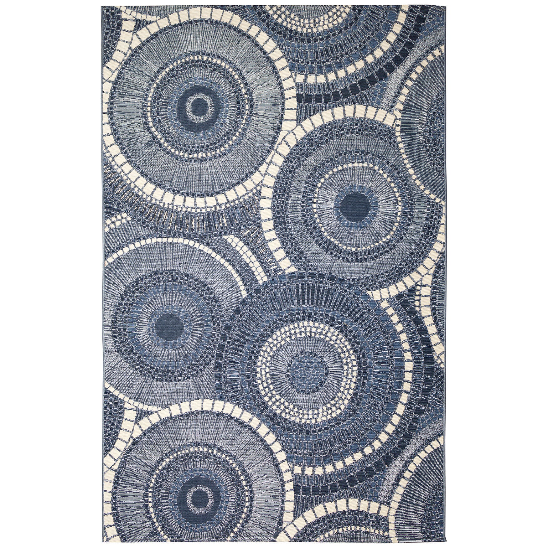 Liora Manne Marina Circles Indoor/Outdoor Area Rug Azure 6 feet 6 inches x 9 feet 4 inches, DELFT, hi-res image number 0