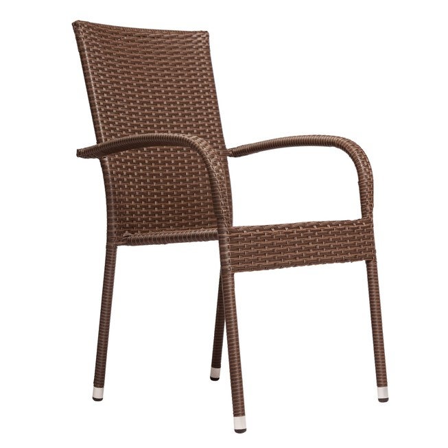 Morgan Outdoor Wicker Stacking Chair - Mocha - Set of 4, , alternate image number null