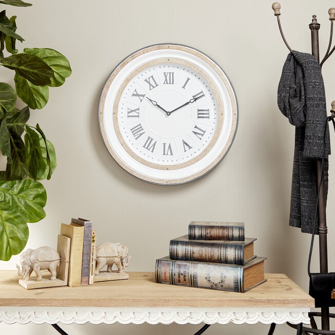 White Farmhouse Metal Wall Clock, , alternate image number null