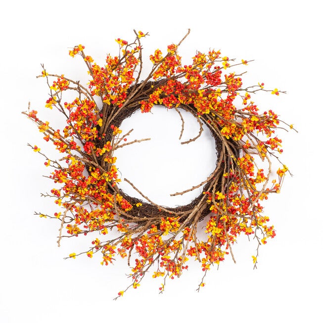 Bittersweet Twig Wreath 24.5 inchesD, GOLD, hi-res image number 0