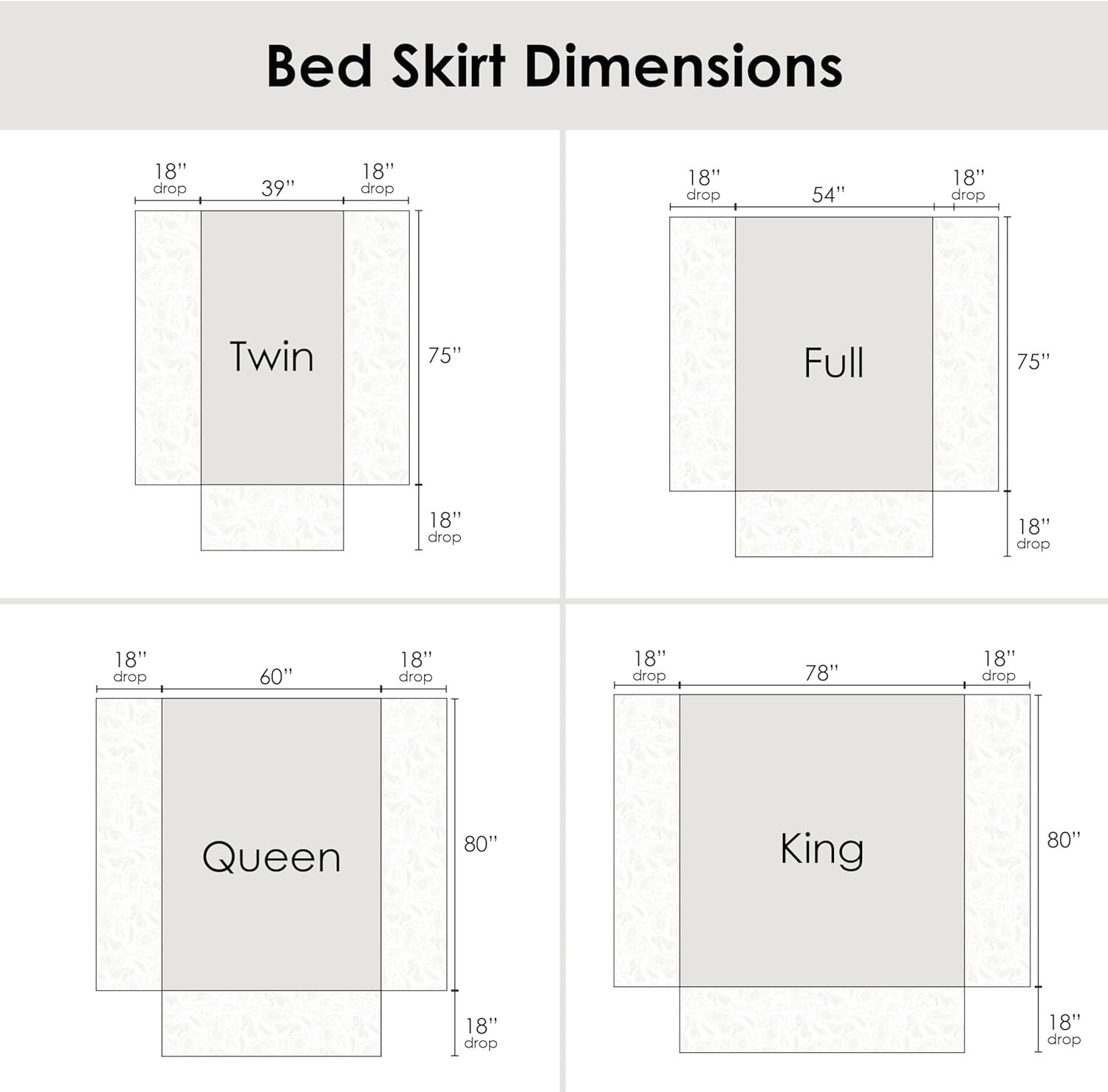 Paisley Quilted Bedskirt, WHITE, alternate image number 4