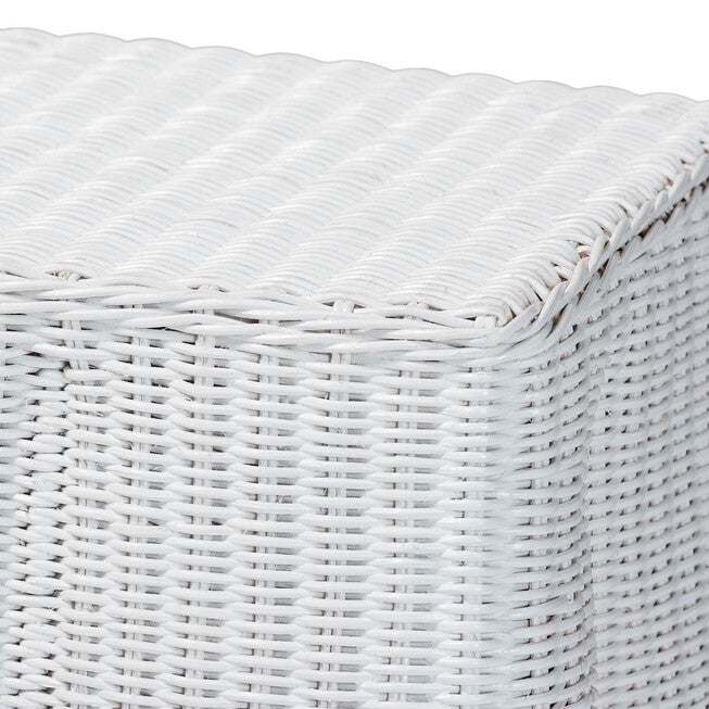 Palm Bohemian White Scallop Rattan Console Table, WHITE, alternate image number null