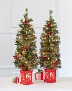 42" Pre-Decorated Tree With Urn, Set of 2