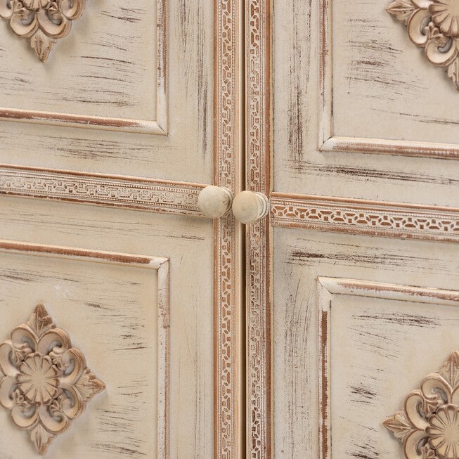 Favian Classic And Traditional Two-Tone White And Weathered Brown Finished Wood And White Metal 2-Door Sideboard, , alternate image number 3