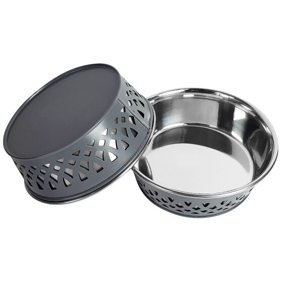 Stainless Steel Country Farmhouse Dog Bowl Gray 30 oz, , alternate image number null