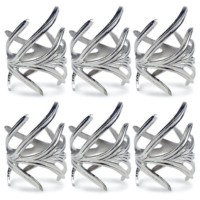 Antique Silver Branch Napkin Ring, Set of 6, SILVER, hi-res image number null