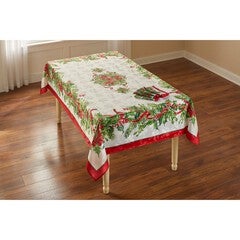 Holly Ribbon Tablecloth 52" x 70"