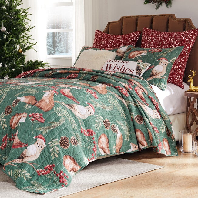 Willow Novelty Forest Friends Quilt Set, Holiday, 3-Piece , HOLIDAY, hi-res image number null