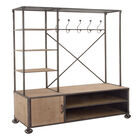 Industrial Rectangular Brown Wood and Metal Multi-Tiered Clothing Rack, 72"H x 44"L x 17"W, , alternate image number null