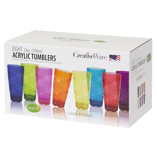 Creative Ware Circus 8 Piece 24 oz Acrylic Tumbler Set, ASSORTED, hi-res image number 0