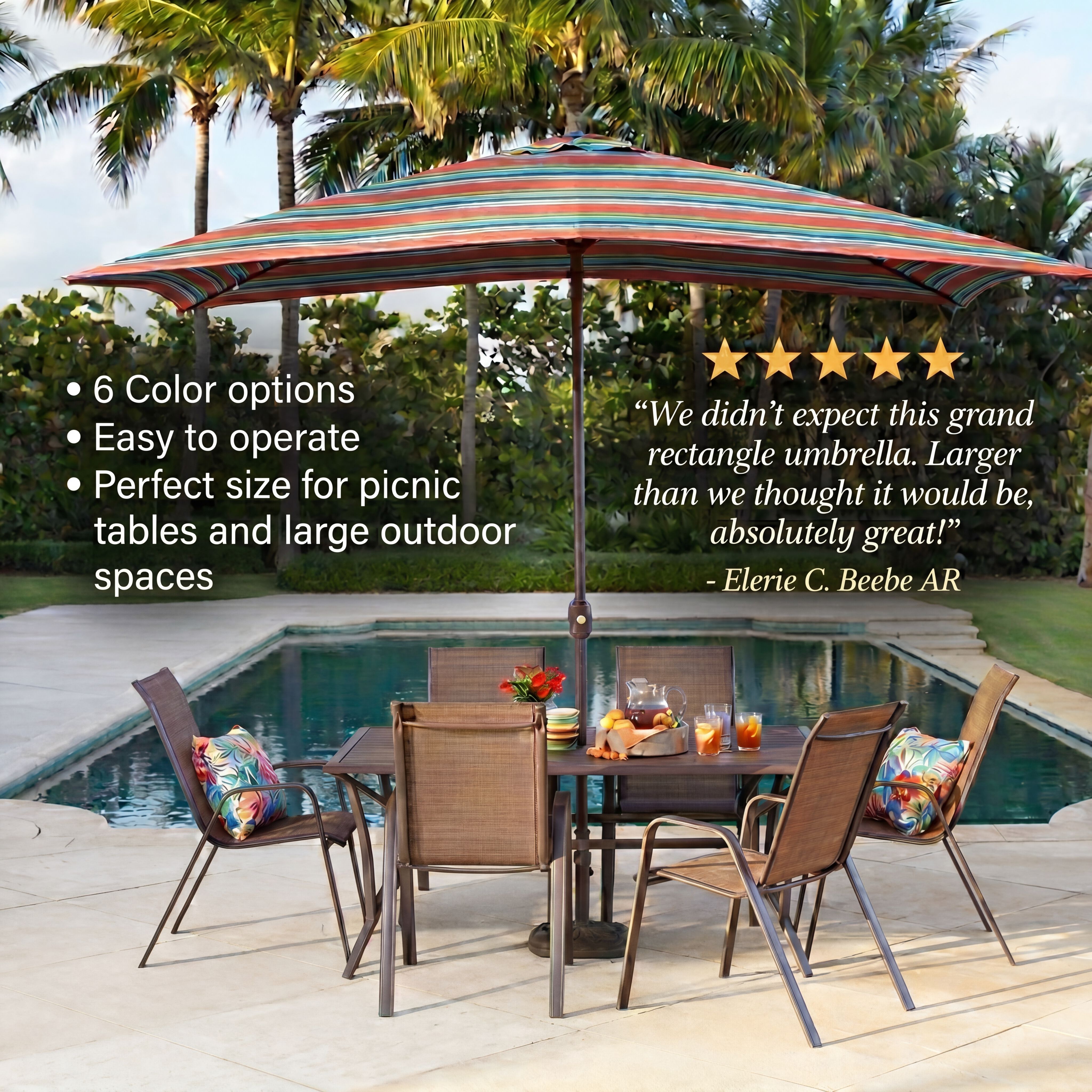 6&frac12; Ft. x 10 Ft. Oversized Rectangular Umbrella, , alternate image number 3