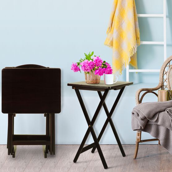 5pcs Tray Table Set-Espresso, , alternate image number null