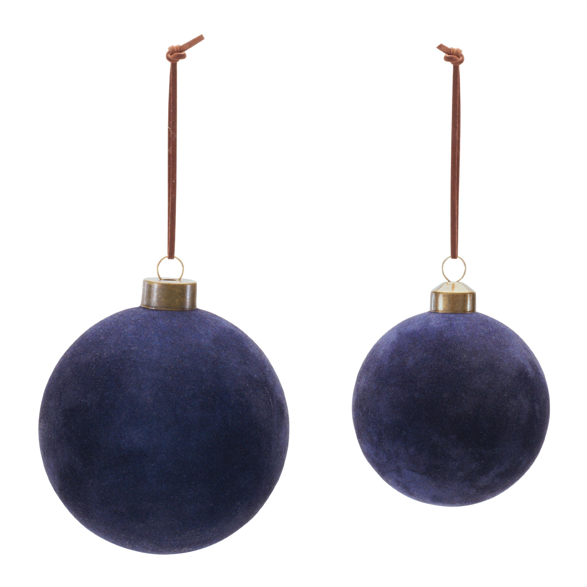 Velvet Glass Ball Ornament (Set of 12), NAVY, alternate image number 1