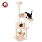 Real Wood 72" Cat Tower Entertainment Furniture With Lounge Basket, Perch, BEIGE, hi-res image number null