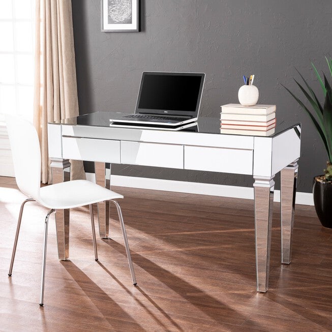 Darien Mirrored Desk, SILVER, hi-res image number null