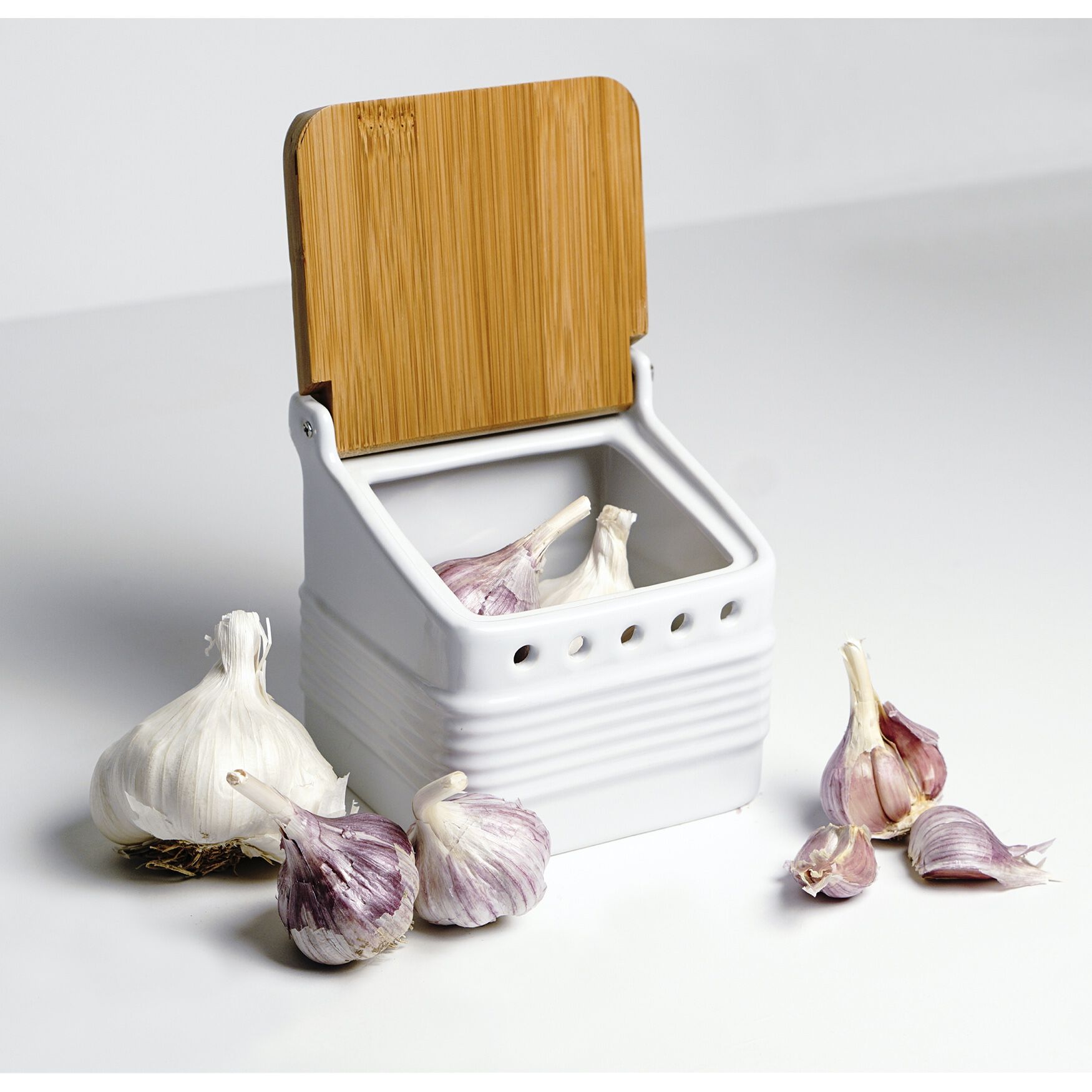 Stoneware Garlic Keeper - White, , alternate image number 5