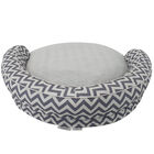 Chevron poly-cotton bolster with detachable faux fur cushion, Small Size, , alternate image number null