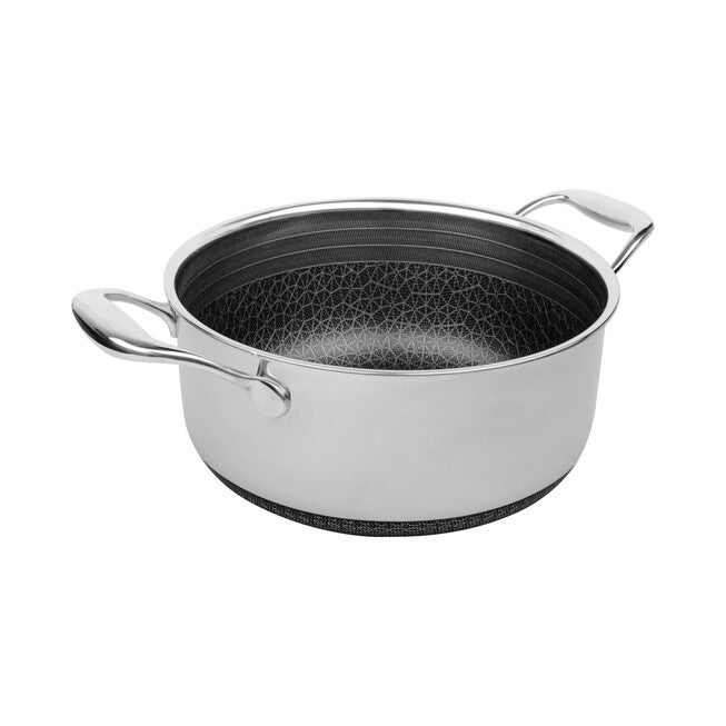 LIVWELL DiamondClad™ 6 Quart Hybrid Nonstick Stainless Steel Stock Pot and Lid, Dishwasher Safe, PFOA-free – Silver/Black, SILVER, alternate image number null