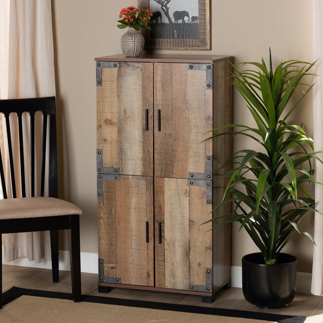Cyrille Farmhouse Rustic Finished Wood 4-Door Shoe Cabinet Furniture, , alternate image number 6