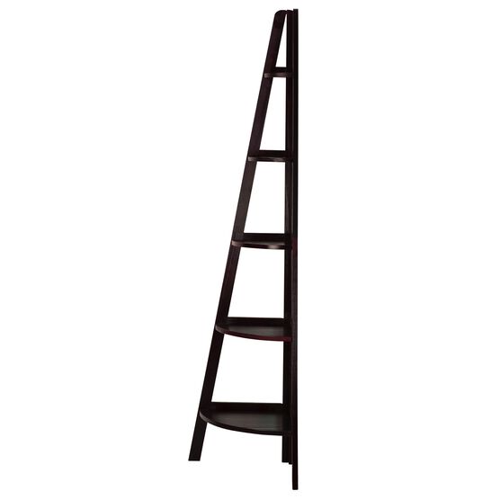 5-Shelf Corner Ladder Bookcase-Espresso, , on-hover image number null