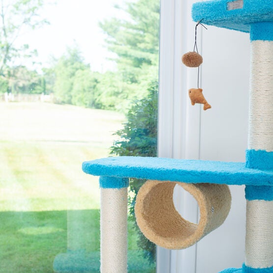 Real Wood 61" Cat Climber Junggle Tree With Platforms, , alternate image number null