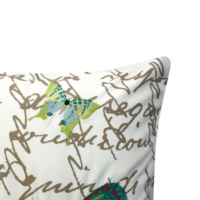 Edie @ Home Indoor/Outdoor Embroidered Butterfly Decorative Throw Pillow 17X17, Turq Multi, , alternate image number null
