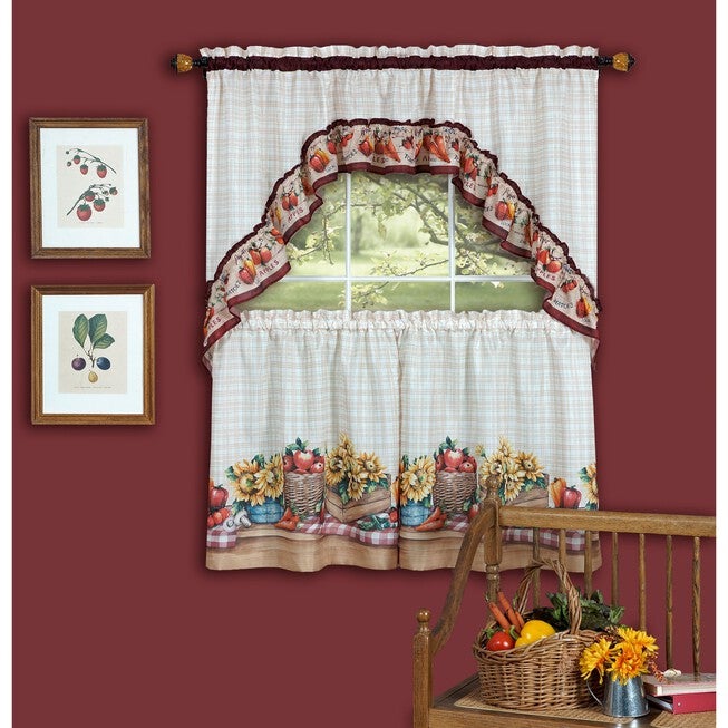 Farmer's Market Printed Tier and Swag Window Curtain Set, MULTI, hi-res image number 0