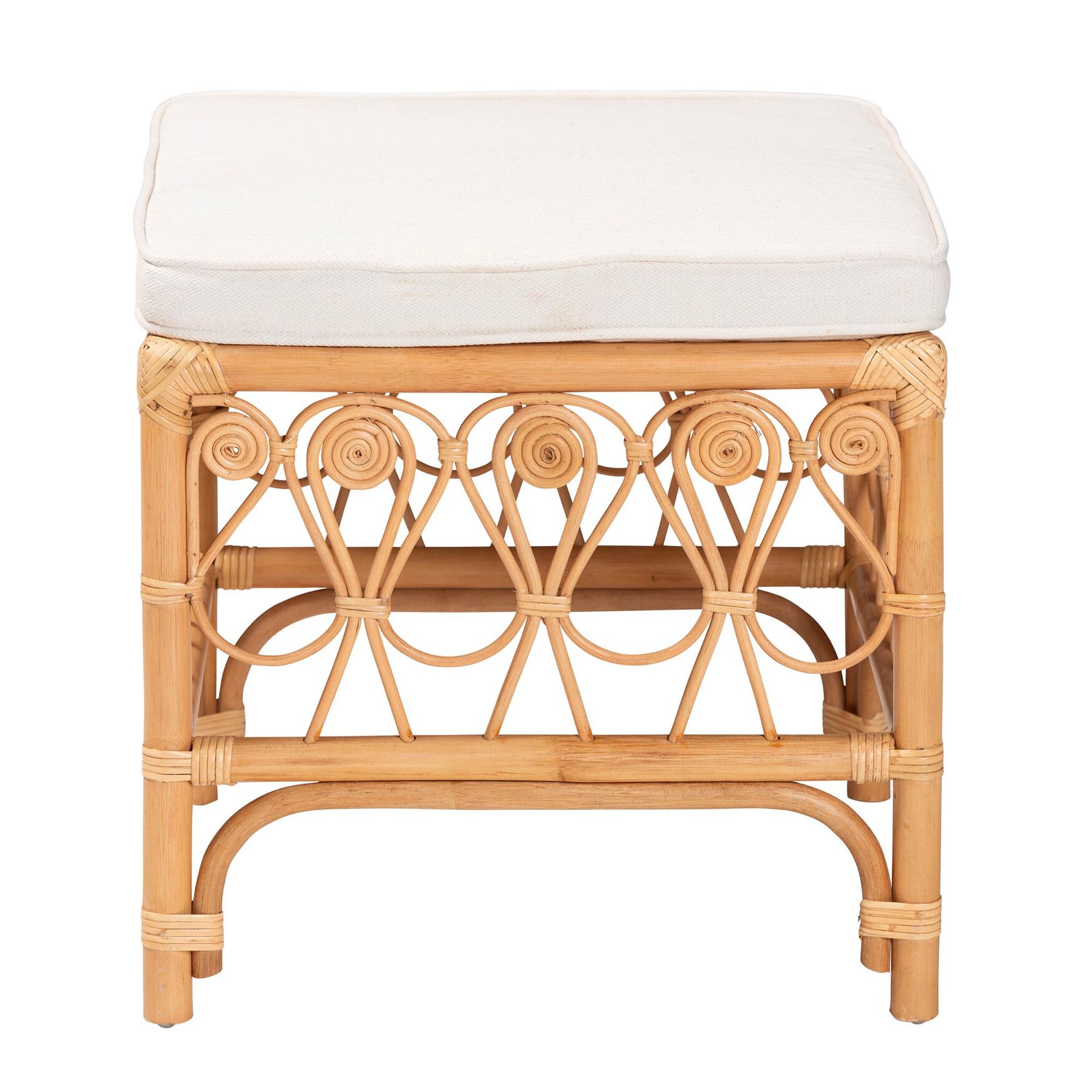 Ibiza Modern bohemian Natural Brown Rattan Footstool, , alternate image number 8