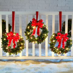Set Of 3 Cordless Pre-Lit Mini Christmas Wreaths