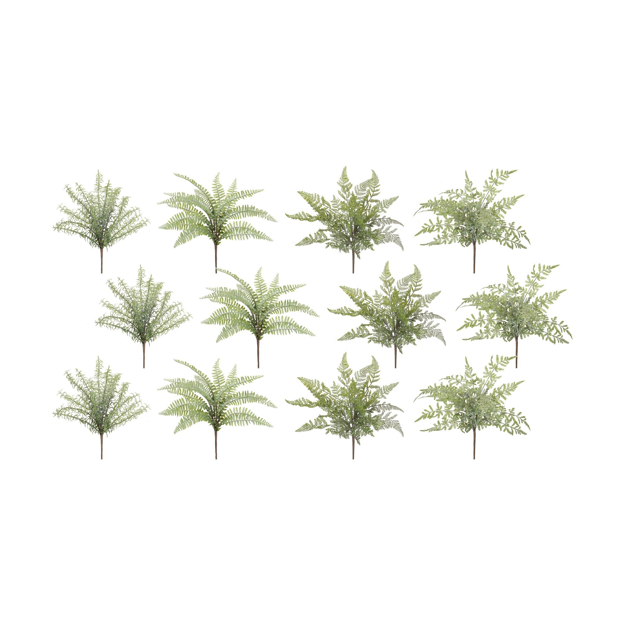Assorted Fern Foliage Bush (Set of 12), GREEN/BROWN, hi-res image number 0