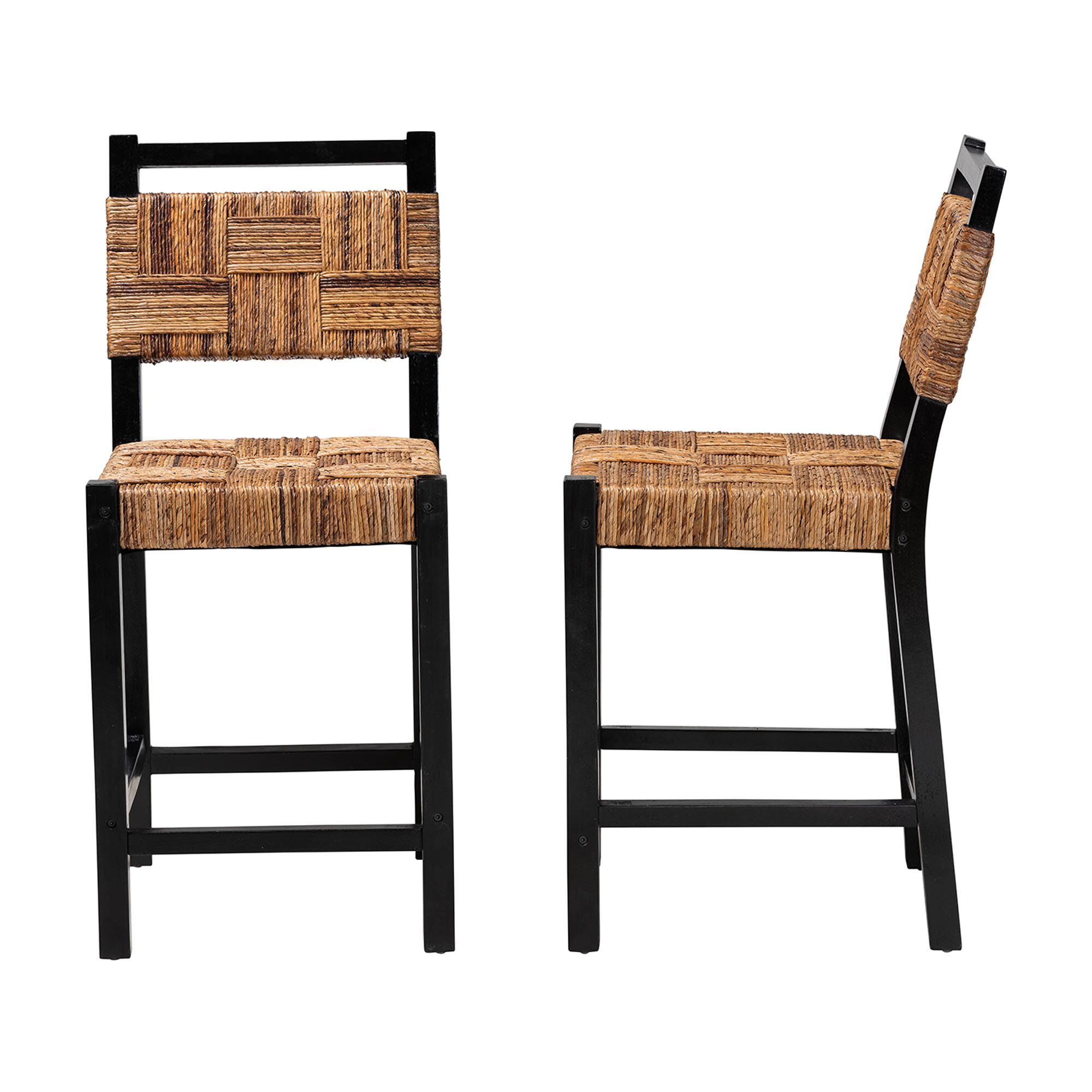 Raniya Seagrass Counter Stool Set of 2, BLACK, alternate image number 3