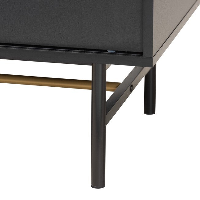 Truett Modern Dark Brown Finished Wood And Two-Tone Black And Gold Metal Tv Stand, , alternate image number 5