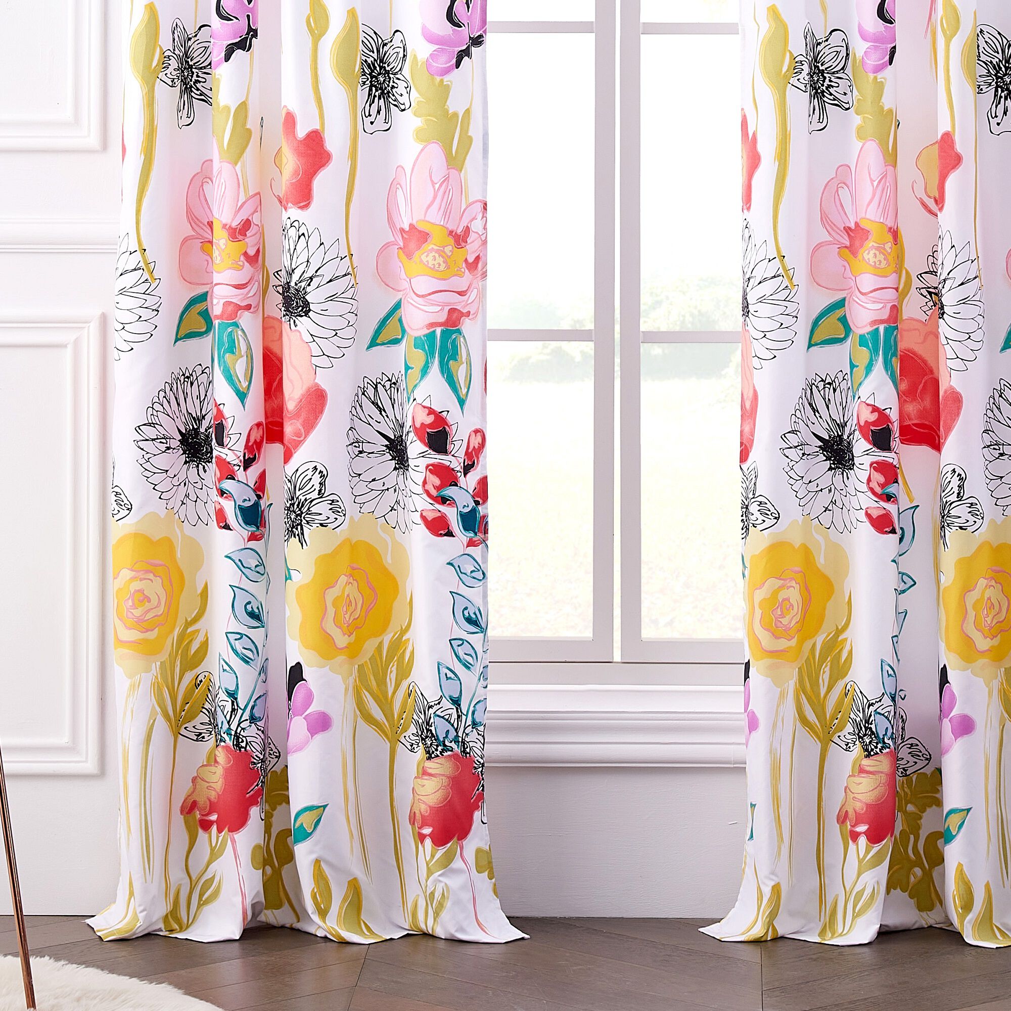 Watercolor Dream Window Curtain Panels, Set of 2, 63 inches, White, WHITE, alternate image number 3