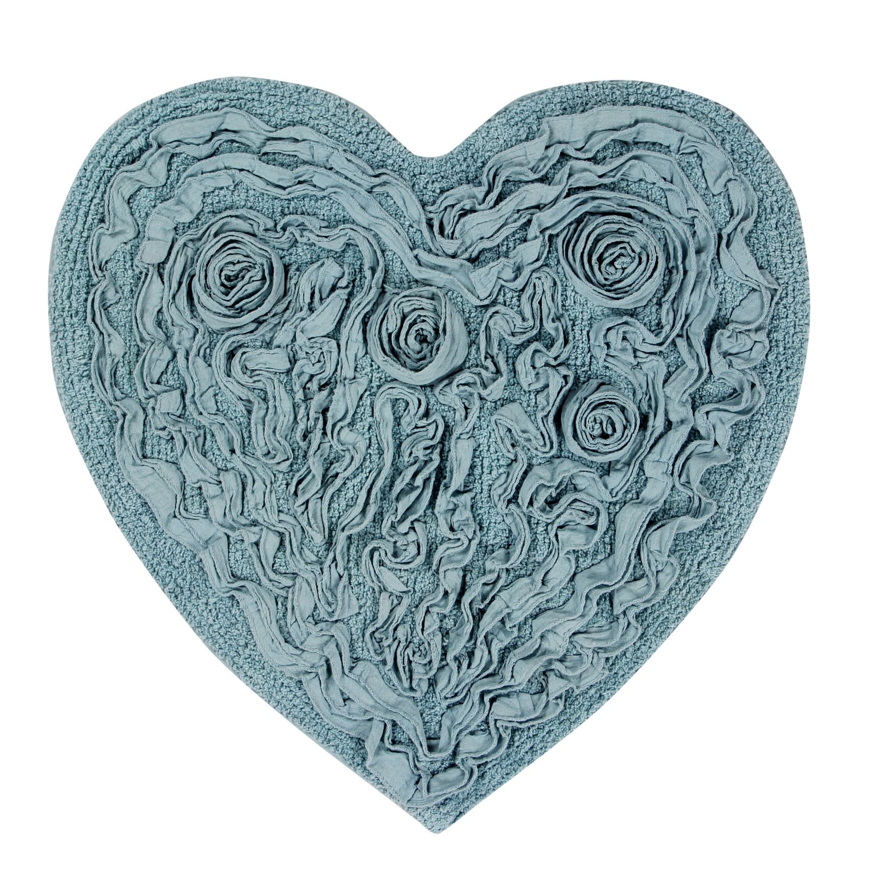 Bellflower Heart Bath Rug, BLUE, hi-res image number 0