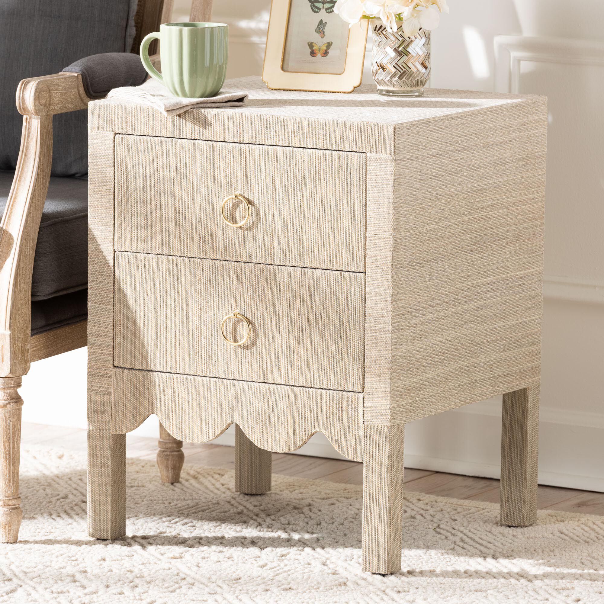 Juniper Grasscloth Nightstand, BEIGE, hi-res image number 0