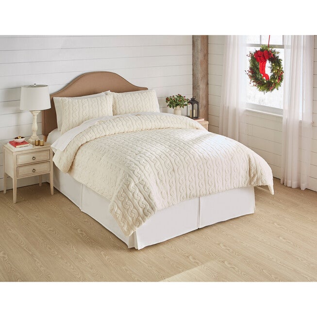 JACQUARD SHERPA COMFORTER, IVORY, hi-res image number 0